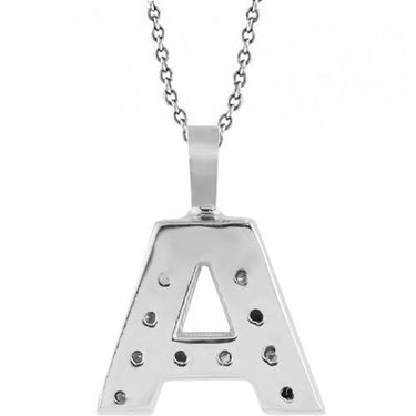 White 14K White Solid Gold Initial Letter A Diamond Pendant 0.50 Ctw